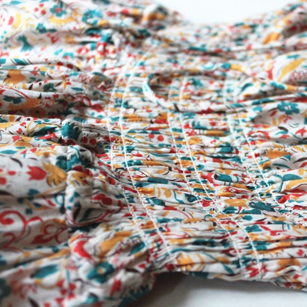 New Doen Emmaretta Floral Cotton Midi-Dress, Wilder Clover Floral, Size S - Picture 9 of 9